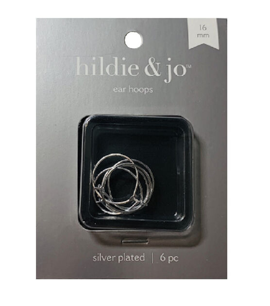 16mm Sterling Silver Plated Ear Hoops 6pk by hildie & jo