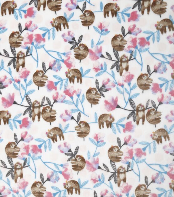 Sew Lush Fleece Fabric Floral Sloths Joann