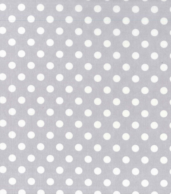 White Dot On Grey Nursery Cotton Fabric