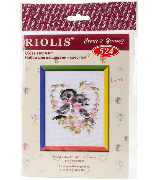 RIOLIS 5" x 6" First Love Create It Yourself Counted Cross Stitch Kit