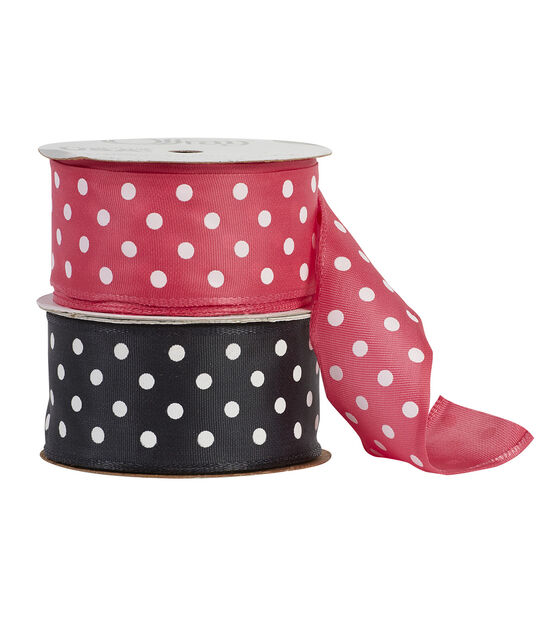 Offray 1.5"x9' Woven Polka Dots Wired Edge Ribbon, , hi-res, image 1
