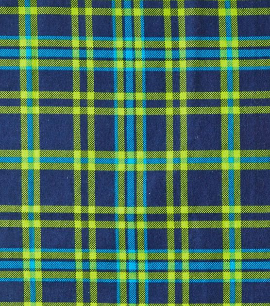 Eddie Bauer Navy & Green Plaid Flannel Prints Fabric