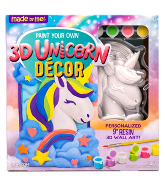 Made By Me 3ct Paint Your Own 3D Unicorn Decor, , hi-res, image 1