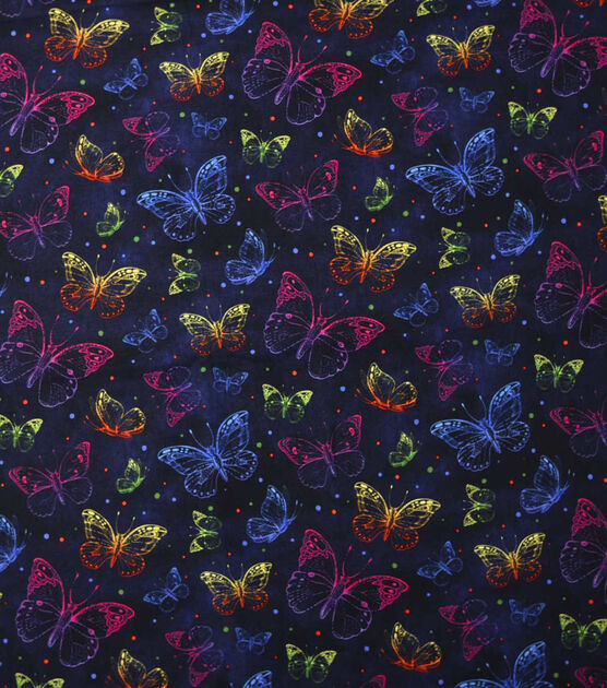 Rainbow Butterfly Novelty Cotton Fabric