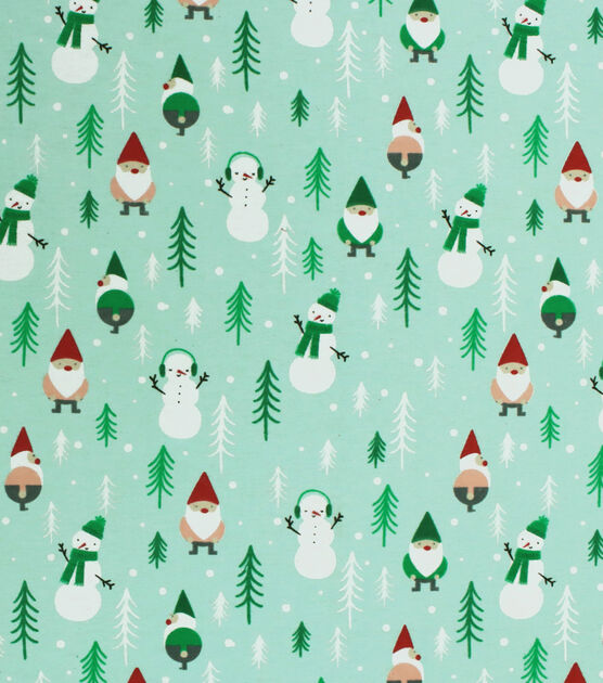 Gnomes & Snowmen on Blue Super Snuggle Christmas Flannel Fabric
