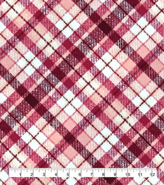 Dusty Pink Bias Plaid Super Snuggle Flannel Fabric, , hi-res, image 3