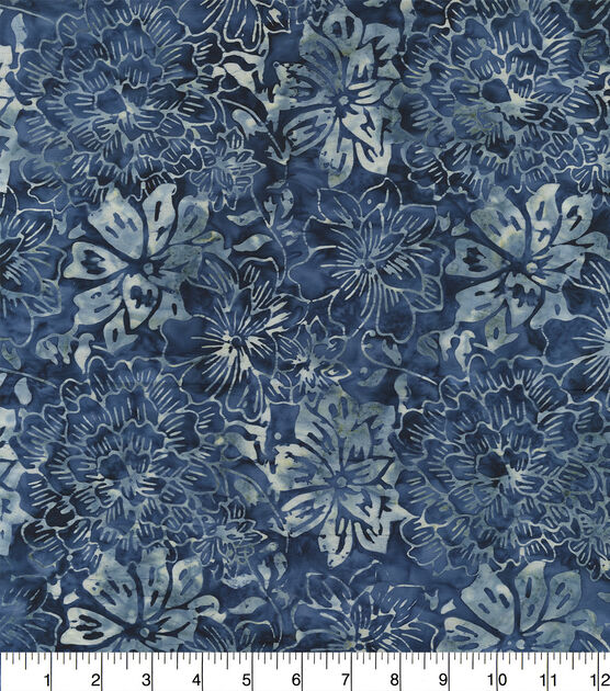Hi Fashion Indigo Flowers Batik Cotton Fabric, , hi-res, image 2
