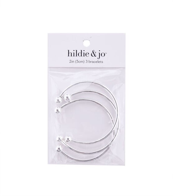 2" Silver Twisted End Bangle Bracelets 3pk by hildie & jo
