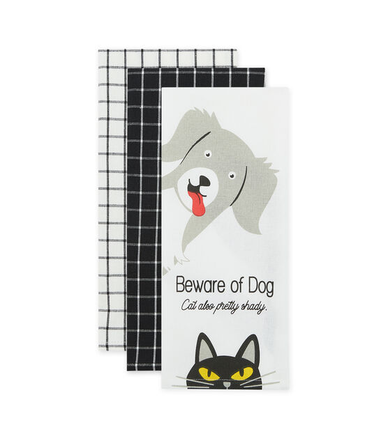 Design Imports Beware of Dog & Cat Kitchen Towel Set