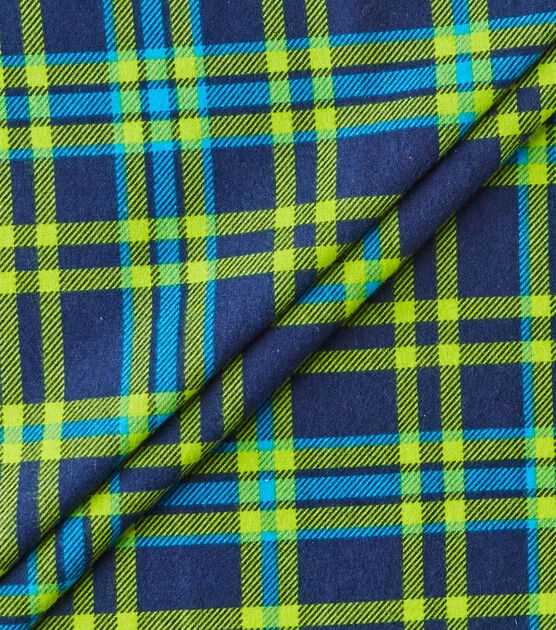 Eddie Bauer Navy & Green Plaid Flannel Prints Fabric, , hi-res, image 3