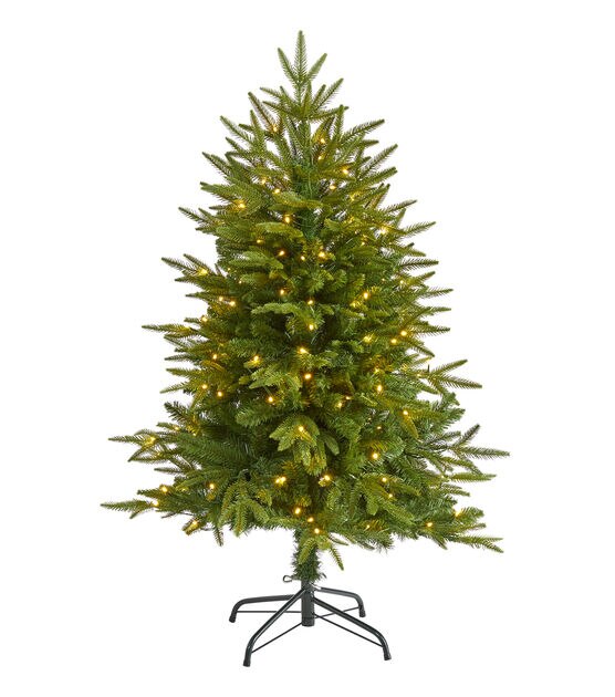 Nearly Natural 4' Clear Pre Lit Natural Look Mountain Fir Christmas Tree