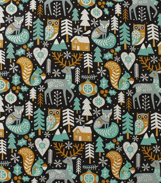 Woodland Animals & Trees Super Snuggle Christmas Flannel Fabric