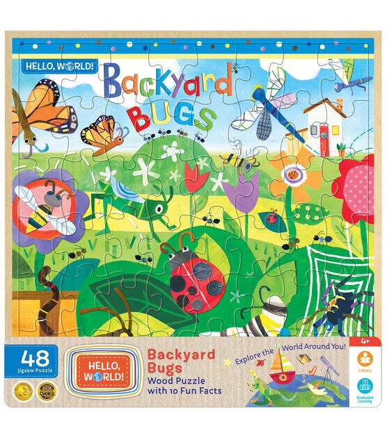 MasterPieces 11" x 11" Hello World Backyard Bugs Wood Puzzle 48pc