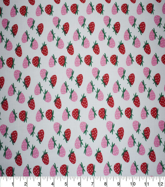 Pink & Red Mini Strawberries Quilt Cotton Fabric by Quilter's Showcase