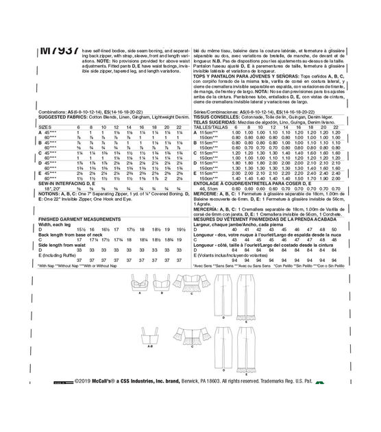 McCall's M7937 Size 6 to 22 Misses Tops & Pants Sewing Pattern, , hi-res, image 2