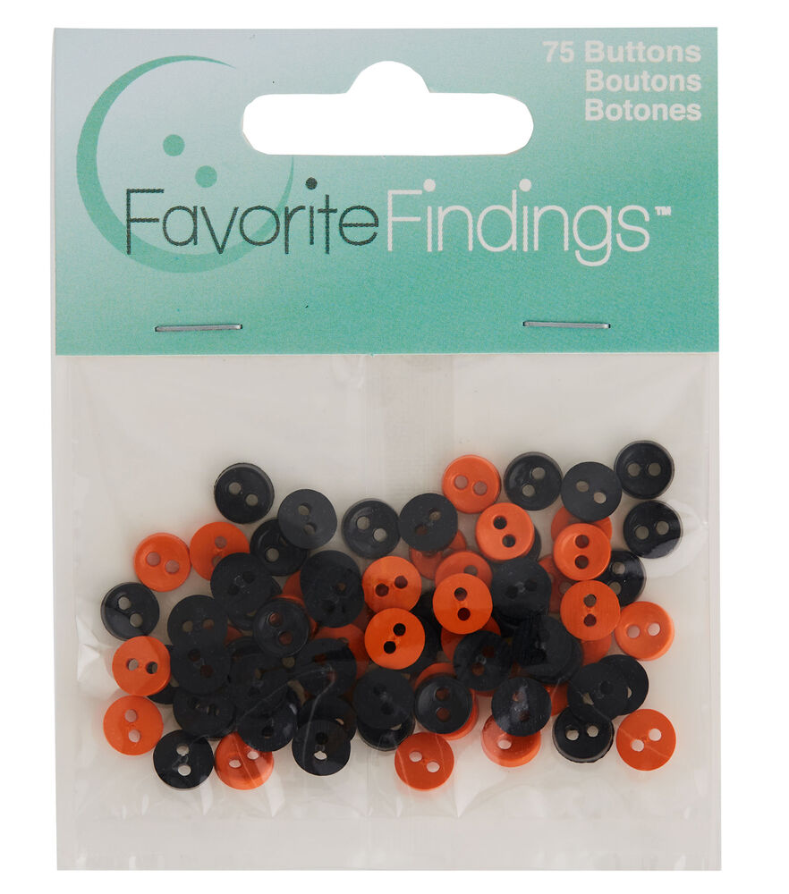 Favorite Findings 1/4" Halloween Plastic 2 Hole Buttons 75pc, Mini Halloween, swatch