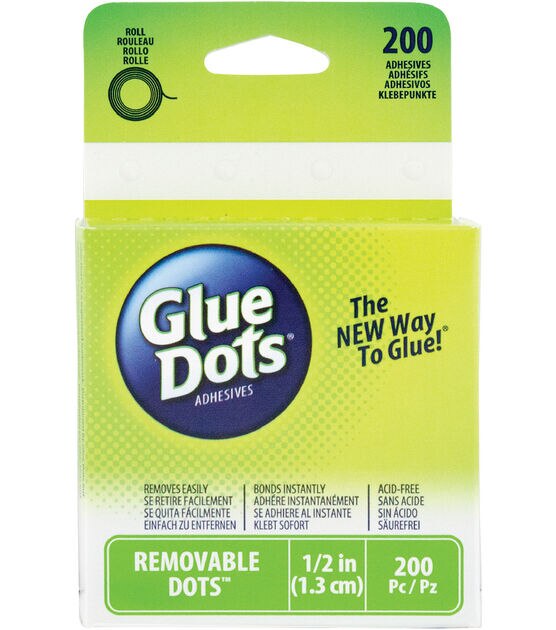 Glue Dots 03670 3/8 Inch Removable Adhesive Dispenser 200 Count: Removable  & Reusable Adhesives (634524036704-2)