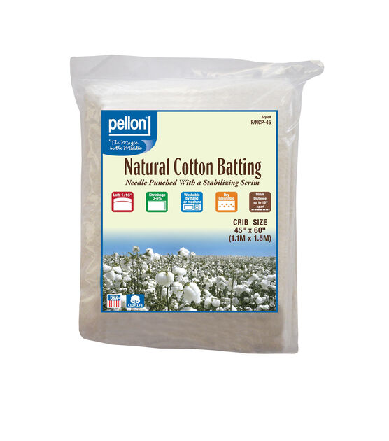Pellon Nature's Touch Cotton Batting Crib Size 45"x60"