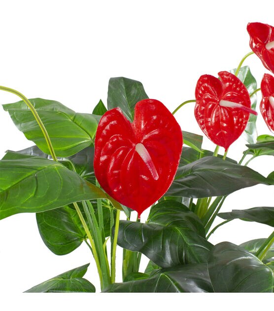 Northlight 41" Red and Black Potted Tropical Artificial Anthurium Plant, , hi-res, image 3