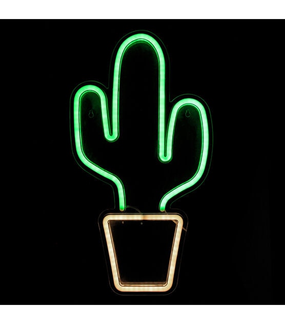 Northlight 18.5" Green Cactus LED Neon Style Wall Sign, , hi-res, image 3