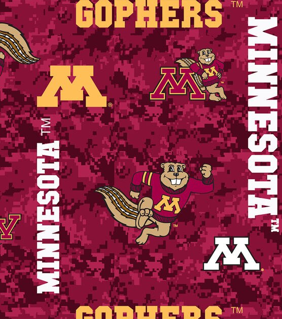 University of Minnesota Gophers Fleece Fabric Digital Camo