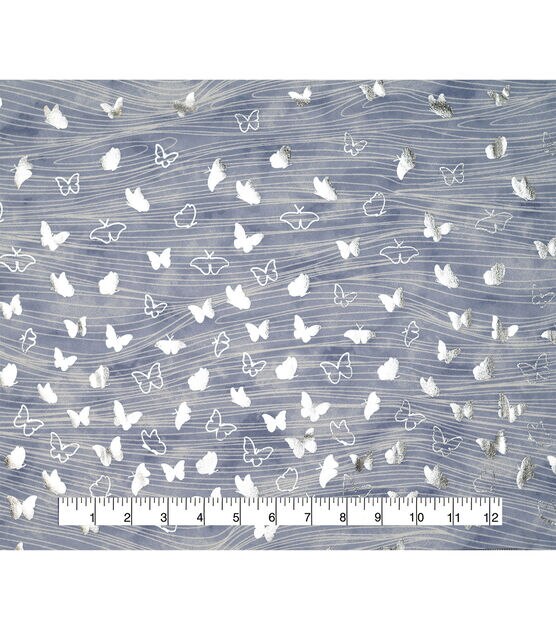 Butterflies on Blue Quilt Foil Cotton Fabric by Keepsake Calico, , hi-res, image 4