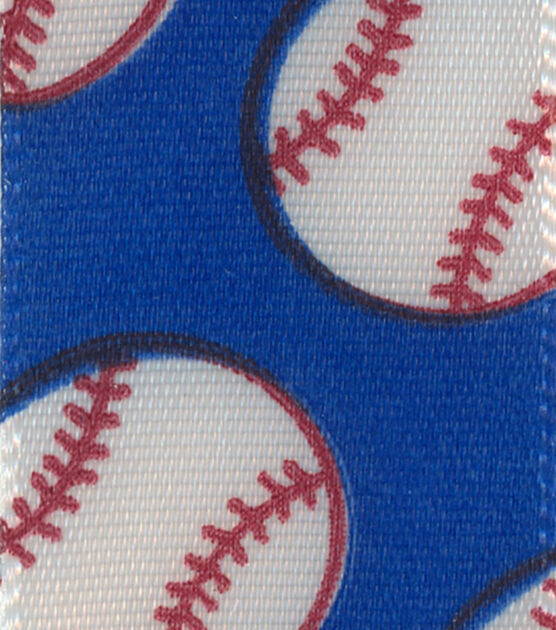 Offray 7/8x9' Baseball Sport Single Faced Satin Ribbon White