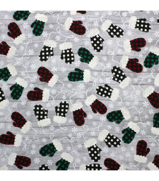 Buffalo Check Mittens Super Snuggle Christmas Flannel Fabric, , hi-res, image 2