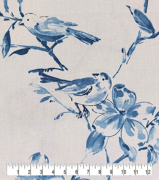 Cotton Canvas Blue Bird Fabric, , hi-res, image 3