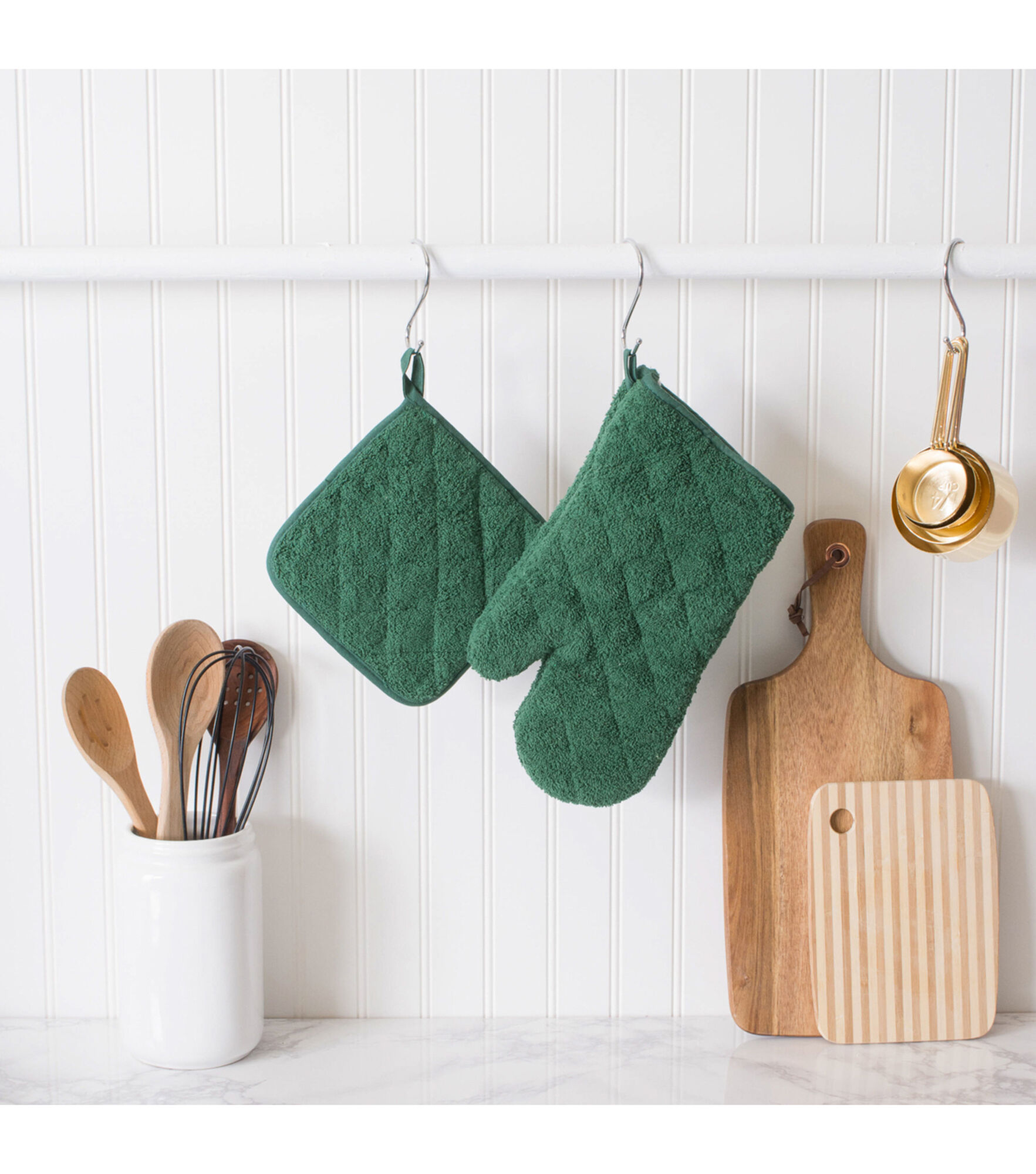 Hunter Green Heavy Quilted Terrycloth Oven Mitt