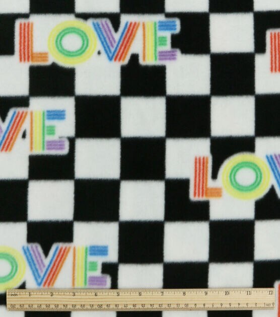 Pride Love on Checkered Anti Pill Fleece Fabric, , hi-res, image 3