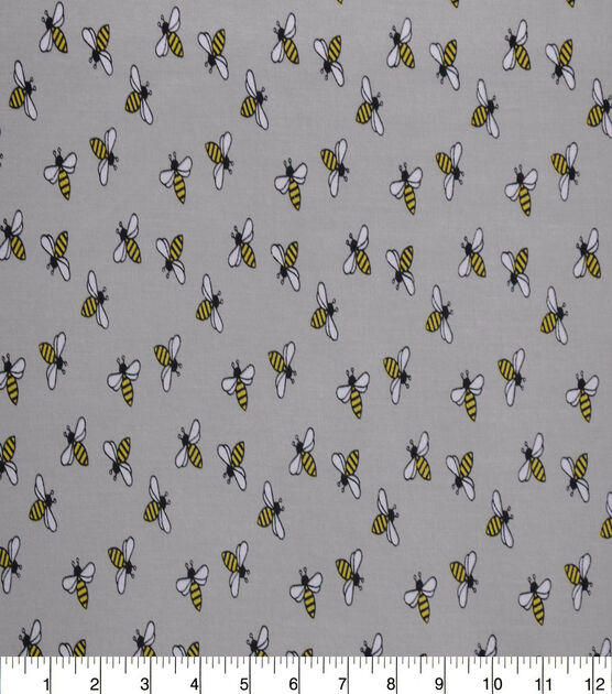 Bees on Gray Quilt Cotton Fabric by Quilter's Showcase
