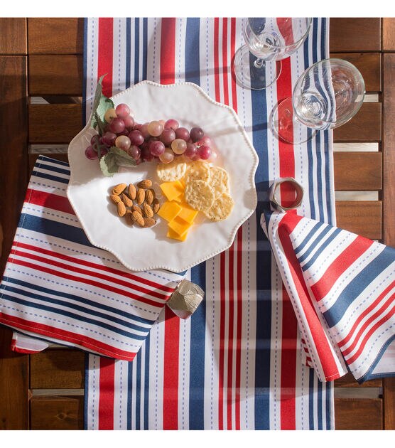 Design Imports Patriotic Stripe Outdoor Table Runner, , hi-res, image 2