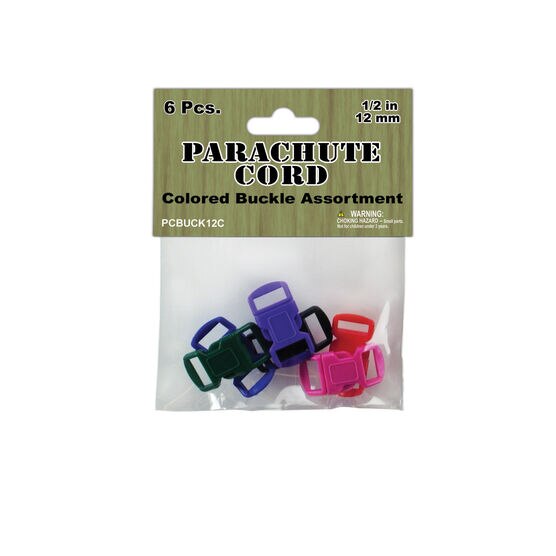 Parachute Cord Bracelet Buckles 12mm 6 Pkg Assorted Color