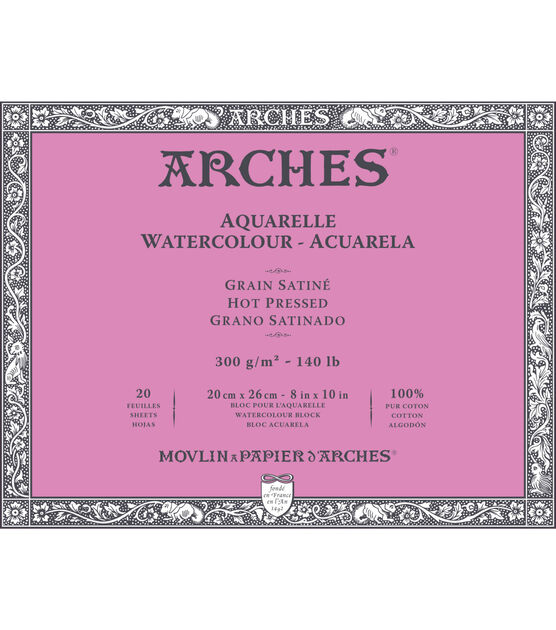Arches 140 lb. Watercolor Block, Hot-Pressed, 8" x 10"