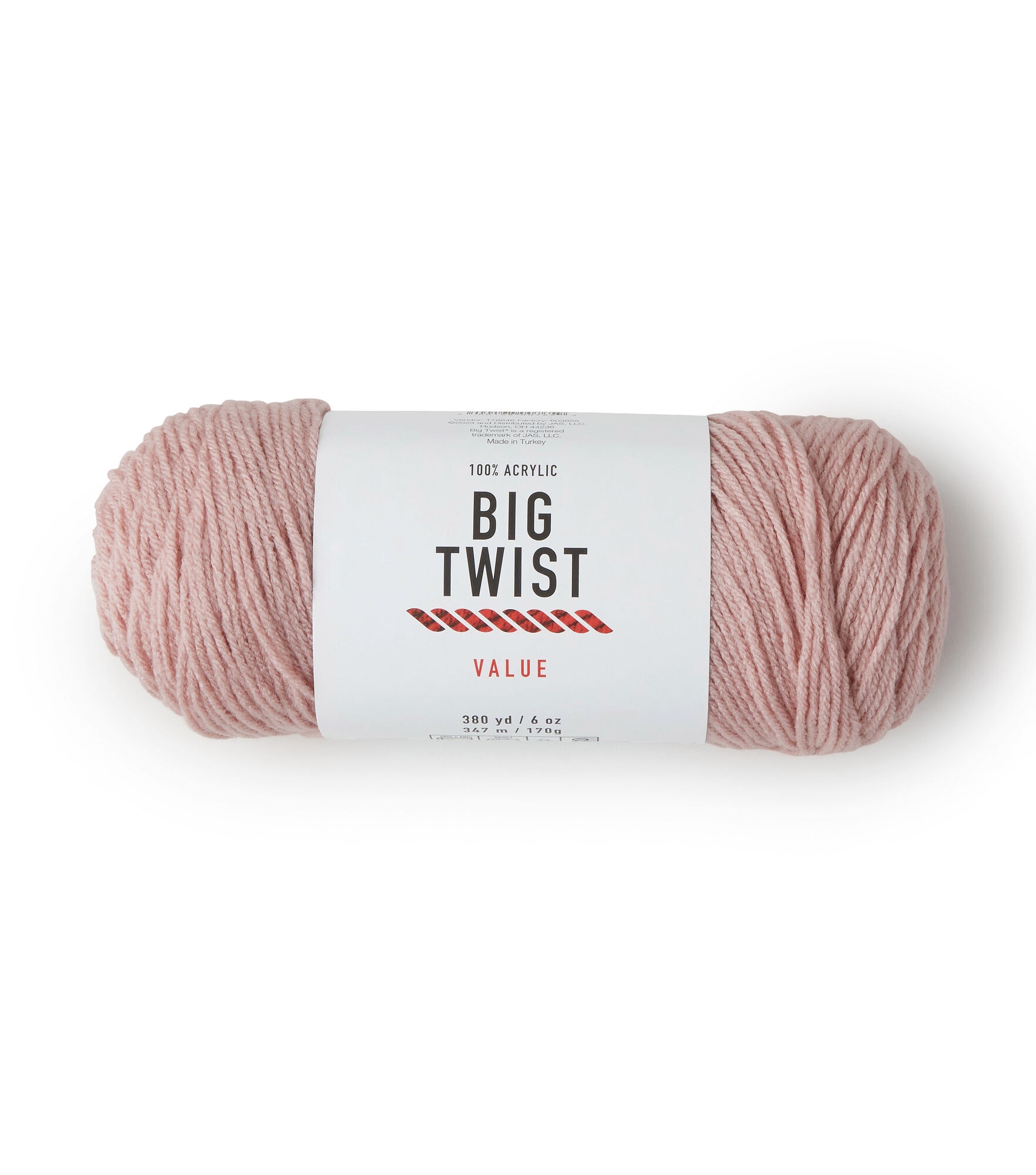 Solid Worsted Acrylic 380yd Value Yarn by Big Twist, Light Rose, hi-res