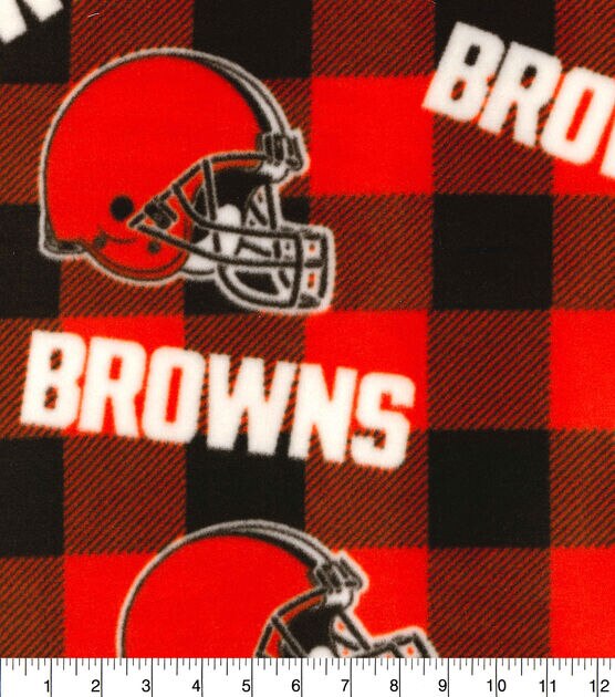 Fabric Traditions Cleveland Browns Fleece Fabric Buffalo Check