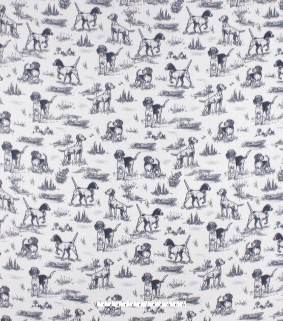 Hunting Dogs on White Anti Pill Fleece Fabric, , hi-res, image 4