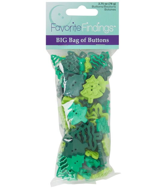 Favorite Findings 3oz Green Tree Big Bag of Buttons