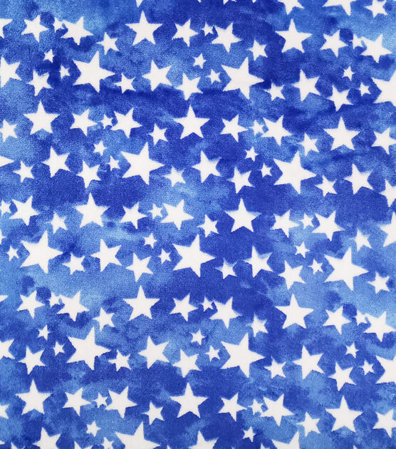 Sew Lush Stars on Blue Tie Dye Fleece Fabric