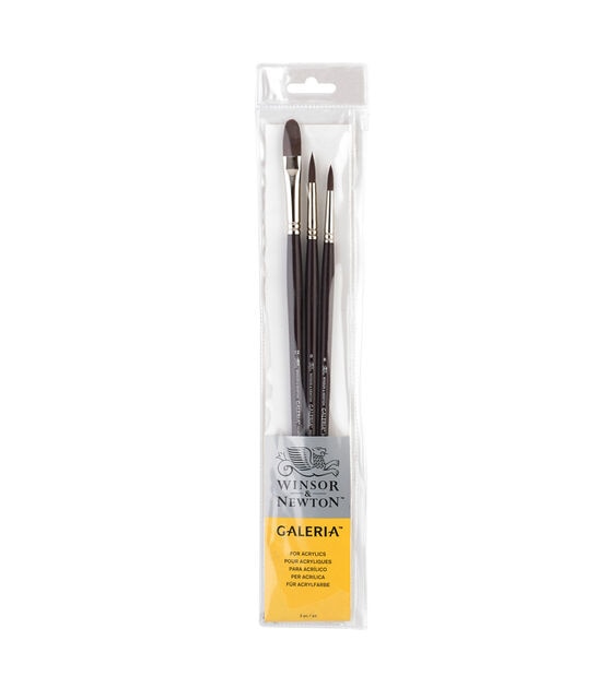 Winsor & Newton Galeria Brush Set, 3-Brushes, Long Handled