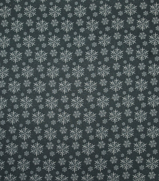 Small & Large Snowflakes on Green Christmas Glitter Cotton Fabric, , hi-res, image 2