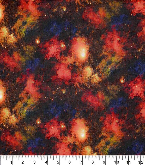 Orange & Purple Galaxy Print Quilt Cotton Fabric by Keepsake Calico, , hi-res, image 2