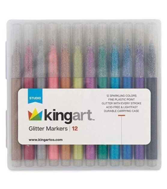 KINGART Studio Glitter Marker Set Bundle 14 Pc., , hi-res, image 2