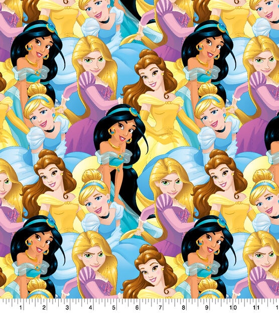 Disney Princesses Cotton Fabric  Multi Princess Packed