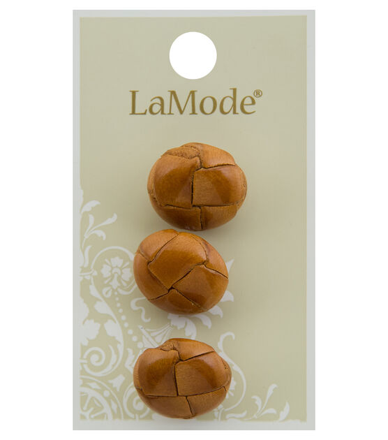 La Mode 3/4" Tan Leather Shank Buttons 3pk