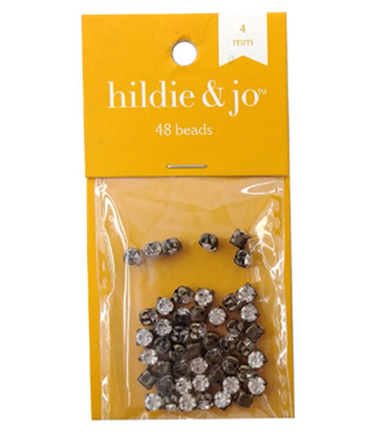 4mm Clear & Oxidized Brass Rhinestone Beads 48pc by hildie & jo