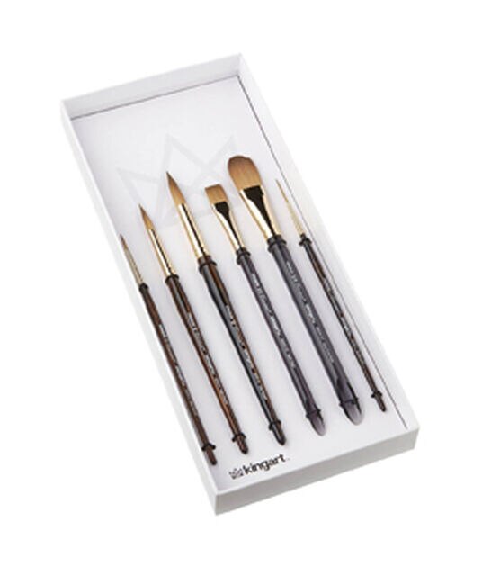 KINGART Finesse Kolinsky Sable Synthetic Blend Brushes Set of 6, , hi-res, image 3