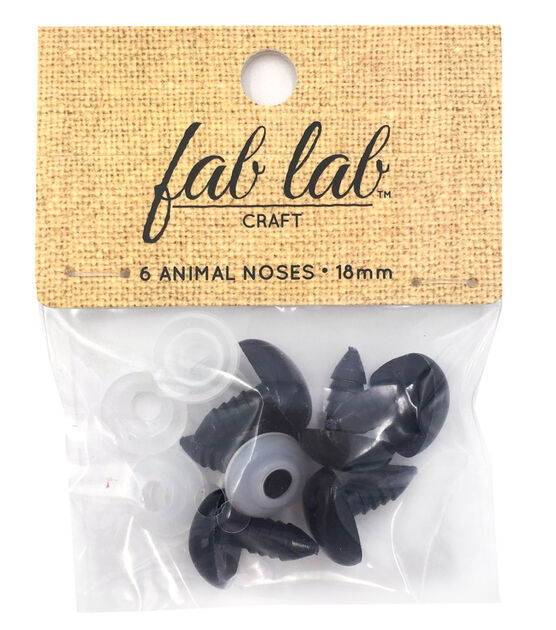 Fab Lab 18mm Black Shank Back Animal Noses 6pc