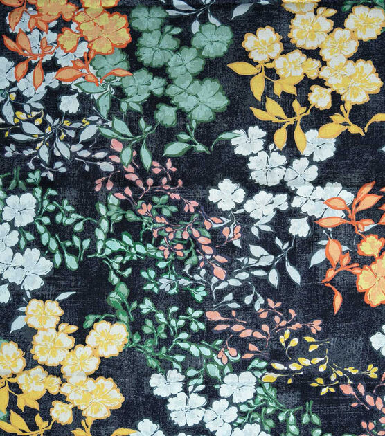 Floral Dewdrop Navy Cotton Canvas Fabric